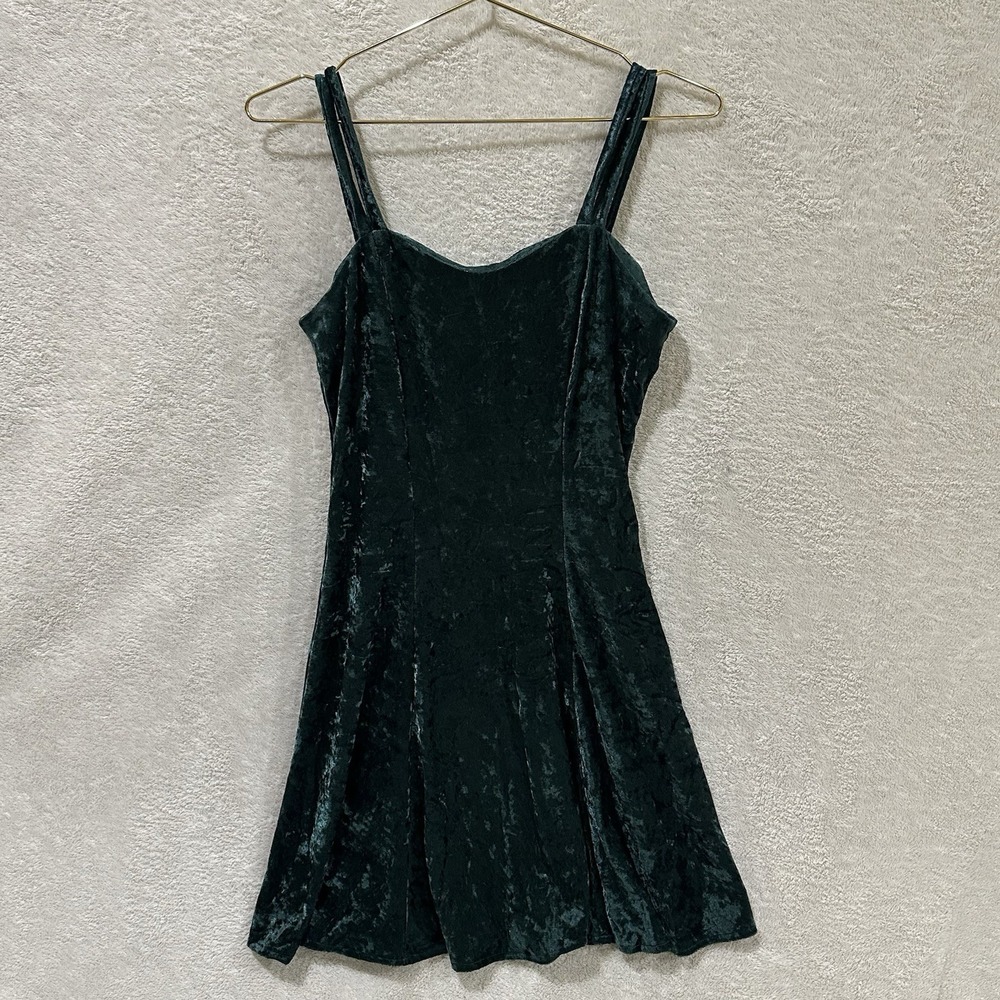 Vintage Maurice's Party‎ Slip Dress Medium Green Velvet Holiday